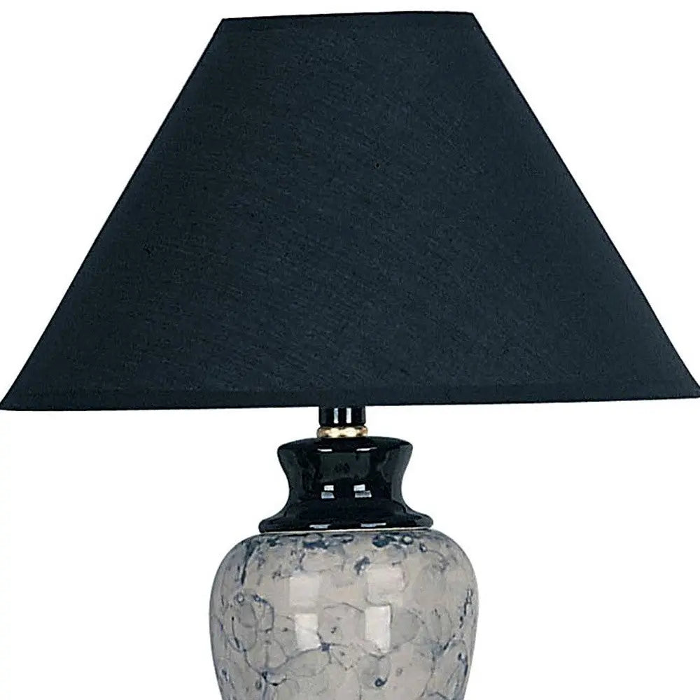 13" Black Ceramic Bedside Table Lamp With Black Shade Homeroots Lighting
