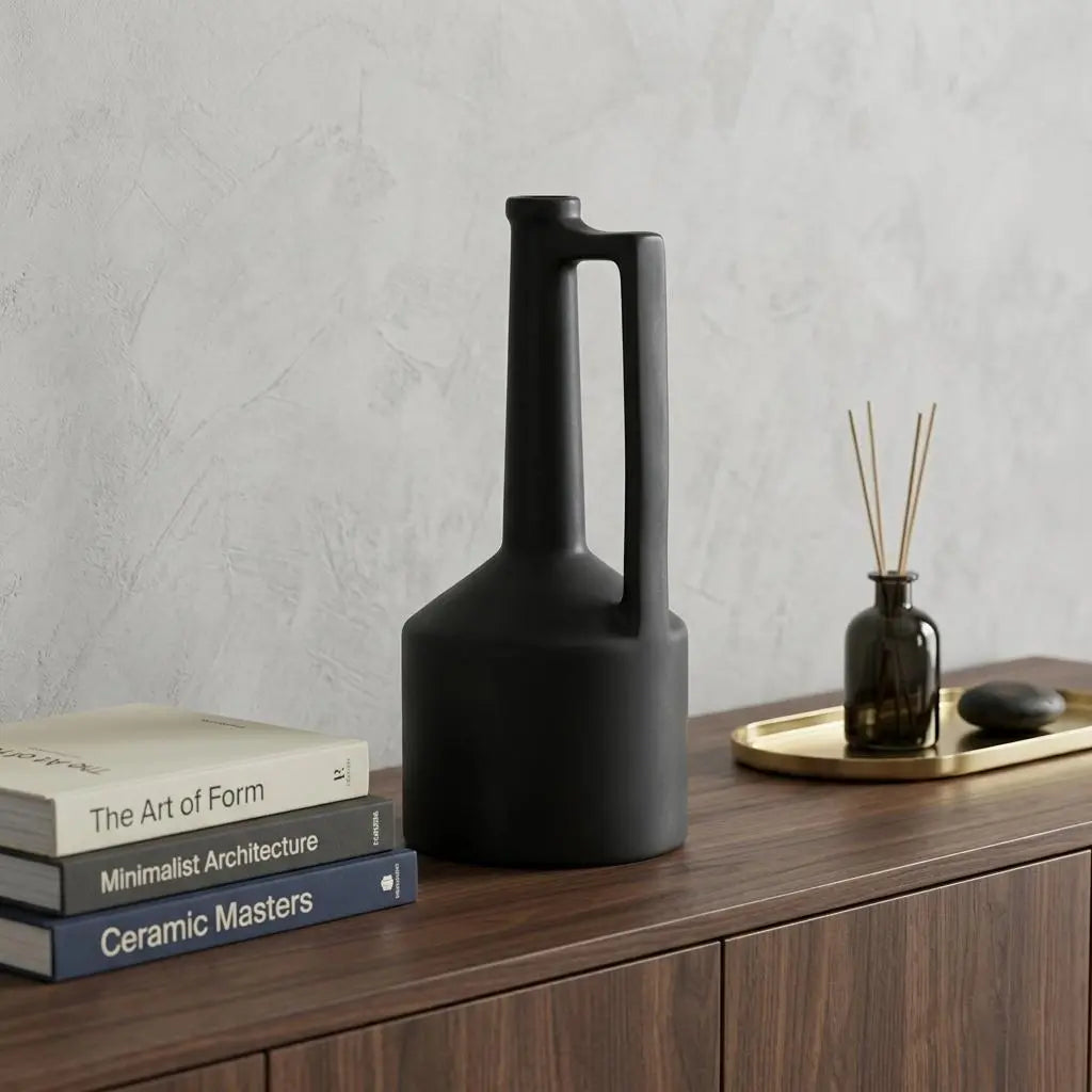13" Black Ceramic Table Vase Homeroots Home Decor