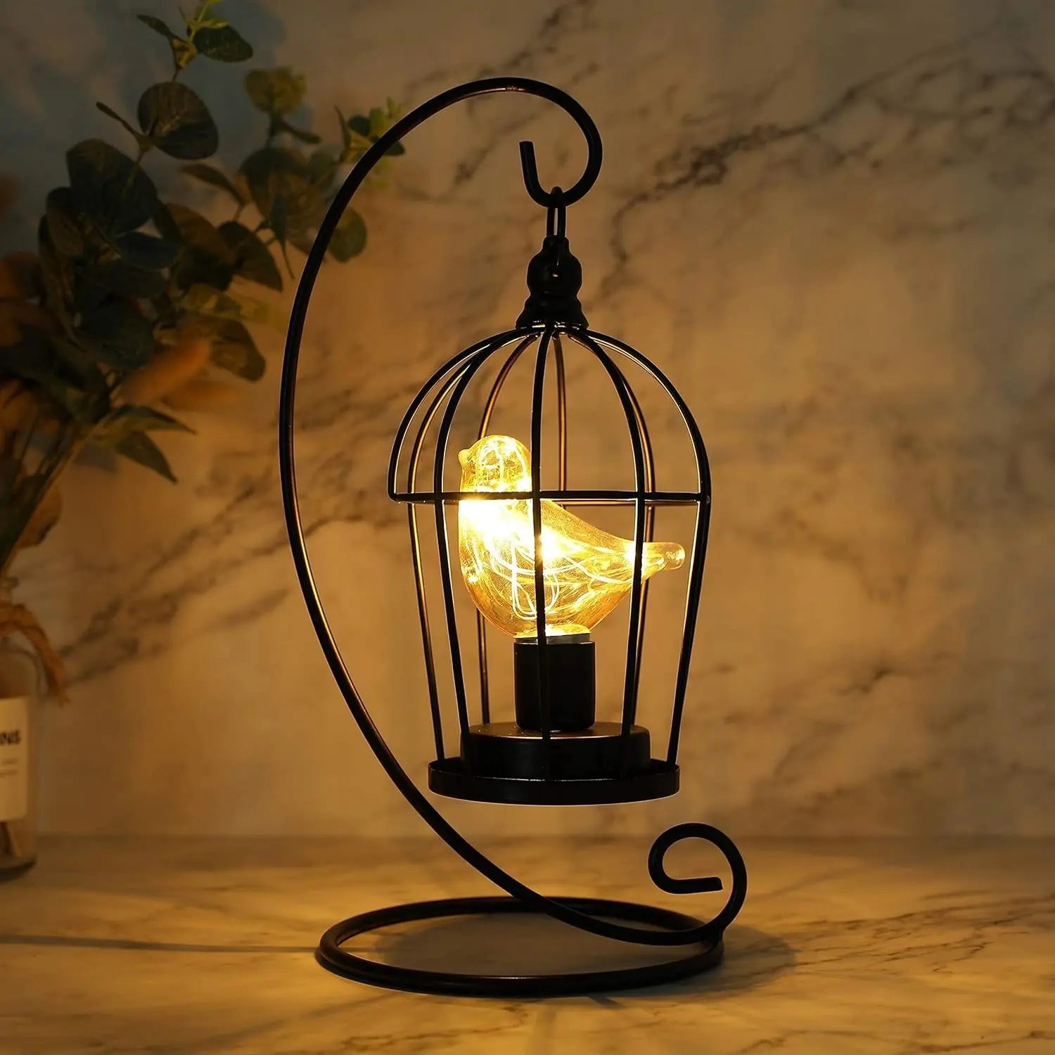 13" Black Metal Pierced Novelty Desk Lamp With Cage Shade Homeroots Lighting