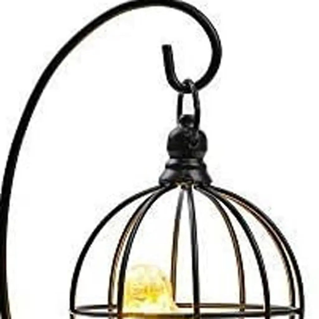 13" Black Metal Pierced Novelty Desk Lamp With Cage Shade Homeroots Lighting