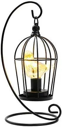 13" Black Metal Pierced Novelty Desk Lamp With Cage Shade Homeroots Lighting