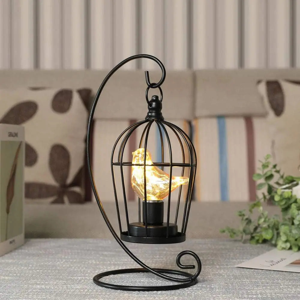 13" Black Metal Pierced Novelty Desk Lamp With Cage Shade Homeroots Lighting