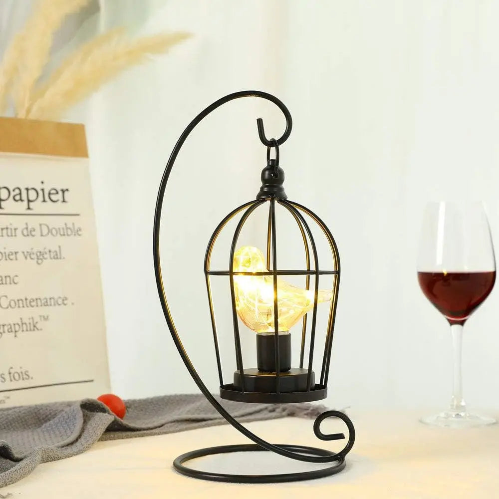 13" Black Metal Pierced Novelty Desk Lamp With Cage Shade Homeroots Lighting