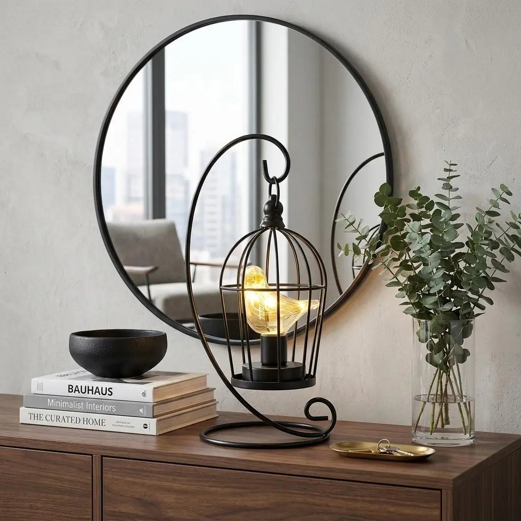 13" Black Metal Pierced Novelty Desk Lamp With Cage Shade Homeroots Lighting