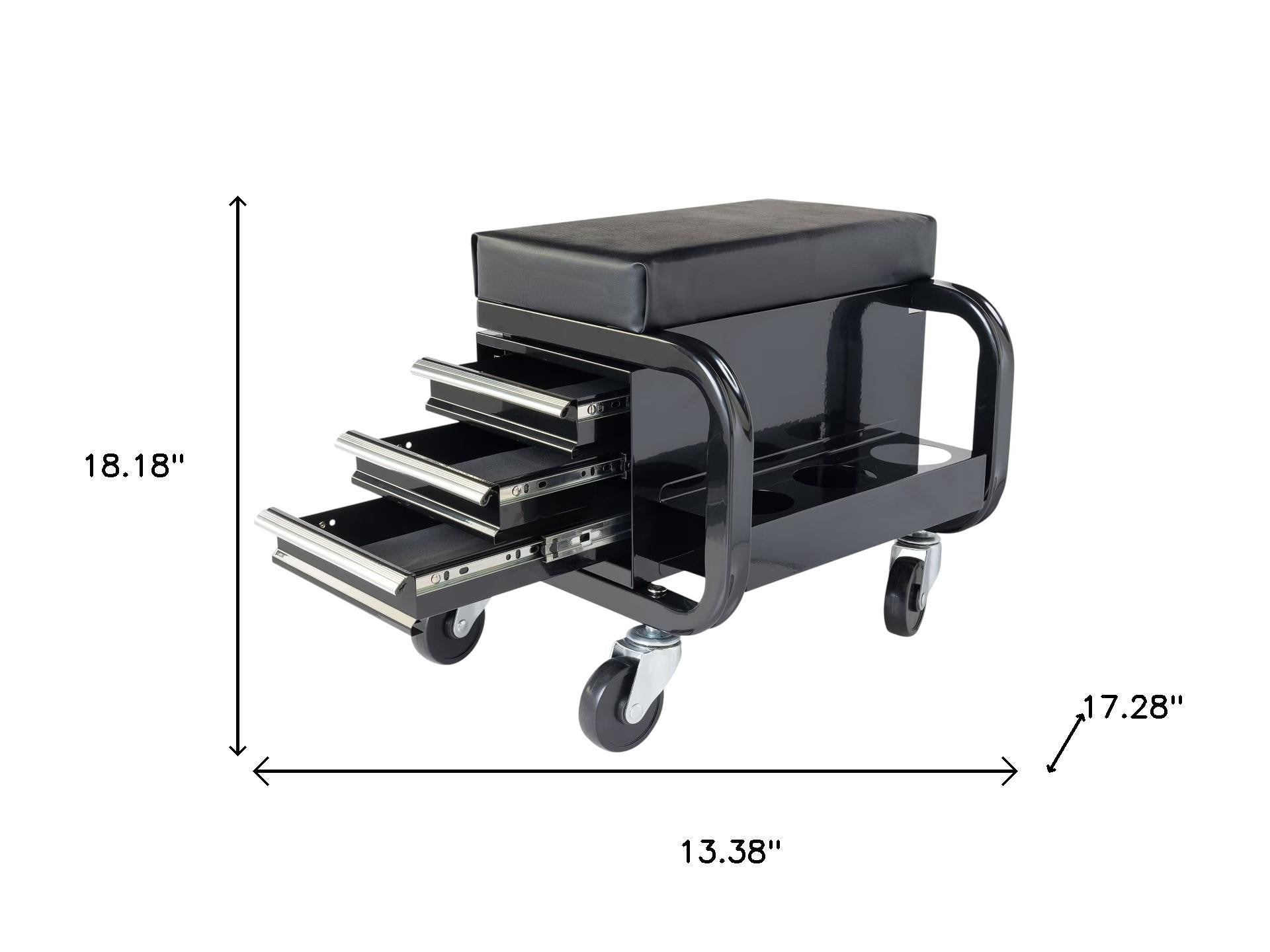 13" Black Multi-Tier Steel Rolling Cabinet With Lid - GreatEagleInc