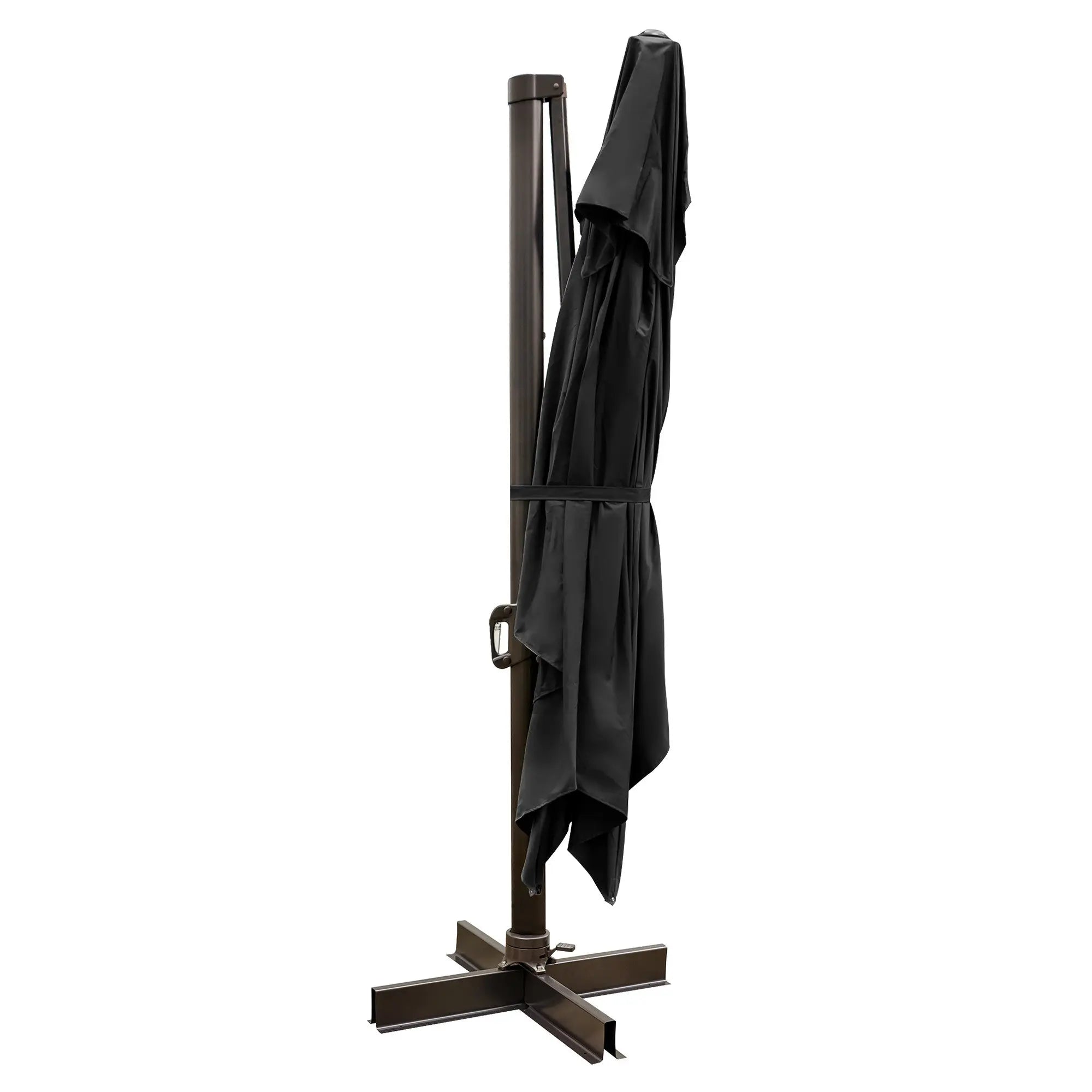 13' Black Polyester Rectangular Tilt Cantilever Patio Umbrella With Stand Homeroots Outdoor