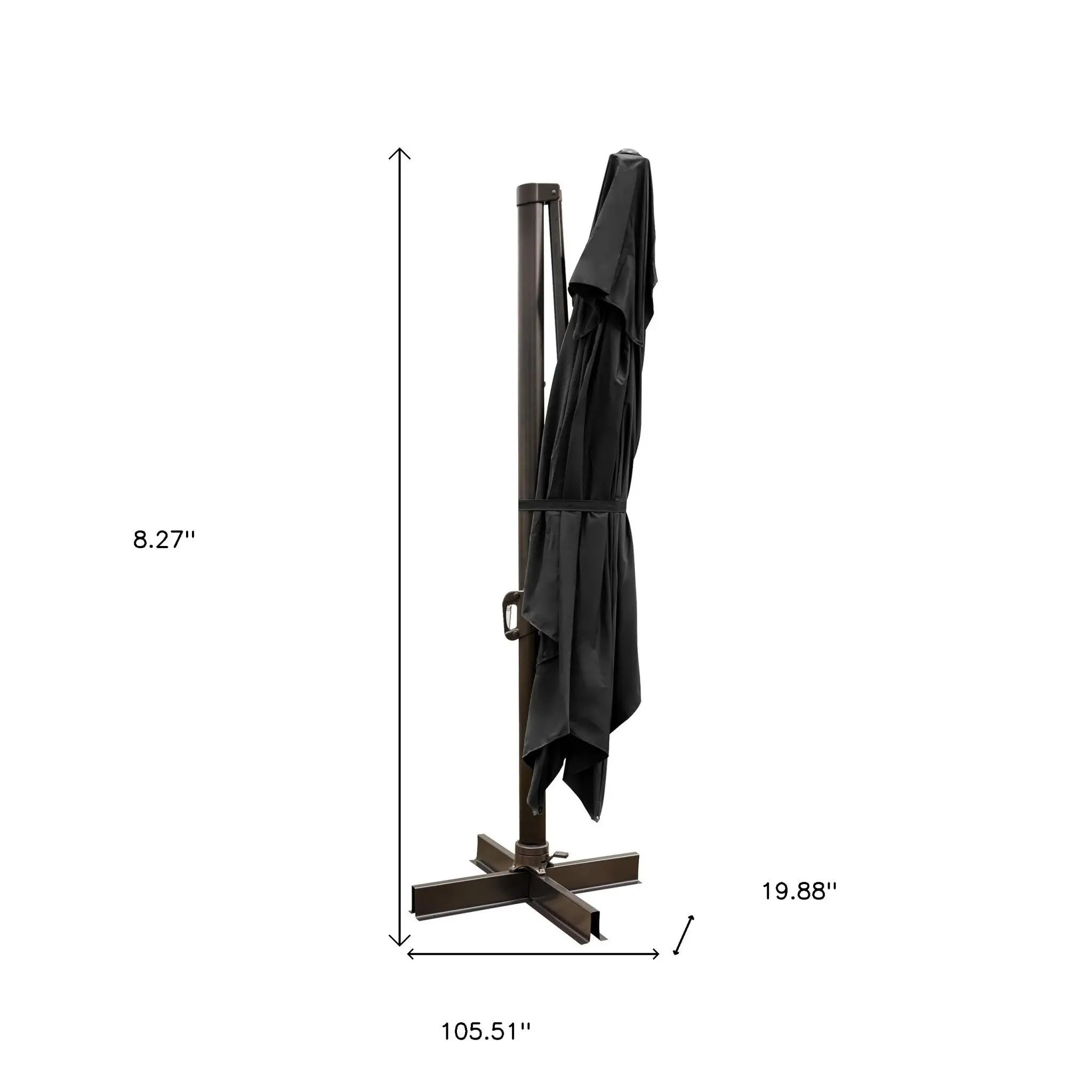 13' Black Polyester Rectangular Tilt Cantilever Patio Umbrella With Stand Homeroots Outdoor