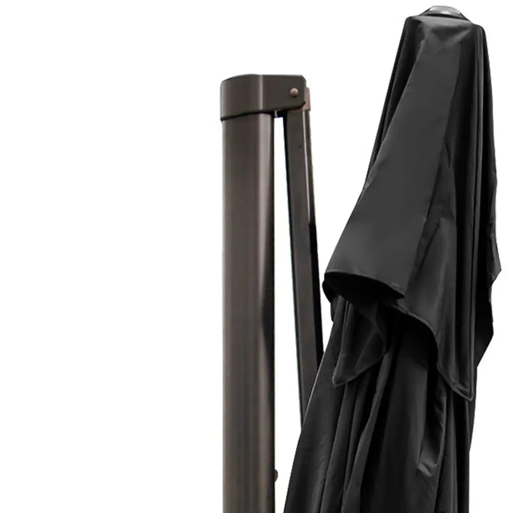 13' Black Polyester Rectangular Tilt Cantilever Patio Umbrella With Stand Homeroots Outdoor