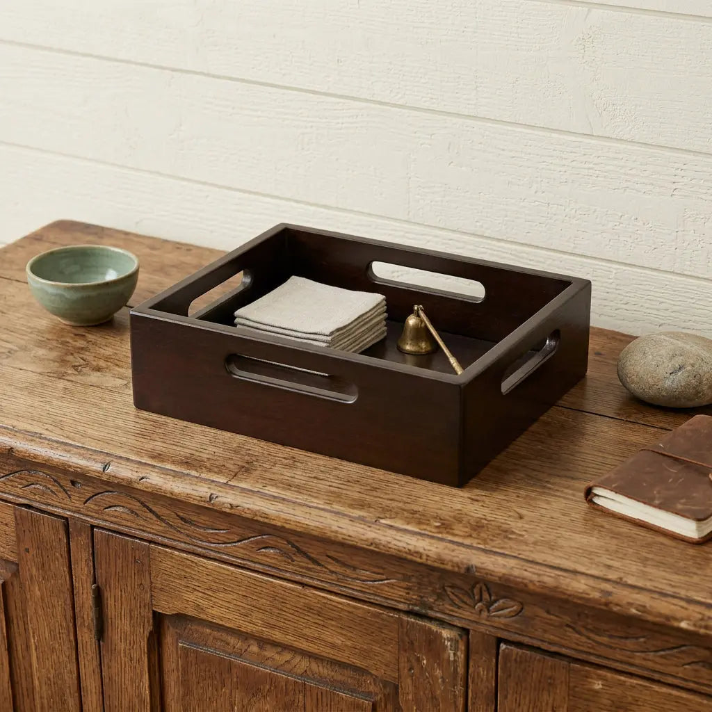 13" Black Solid Wood Organizing Box Homeroots Office