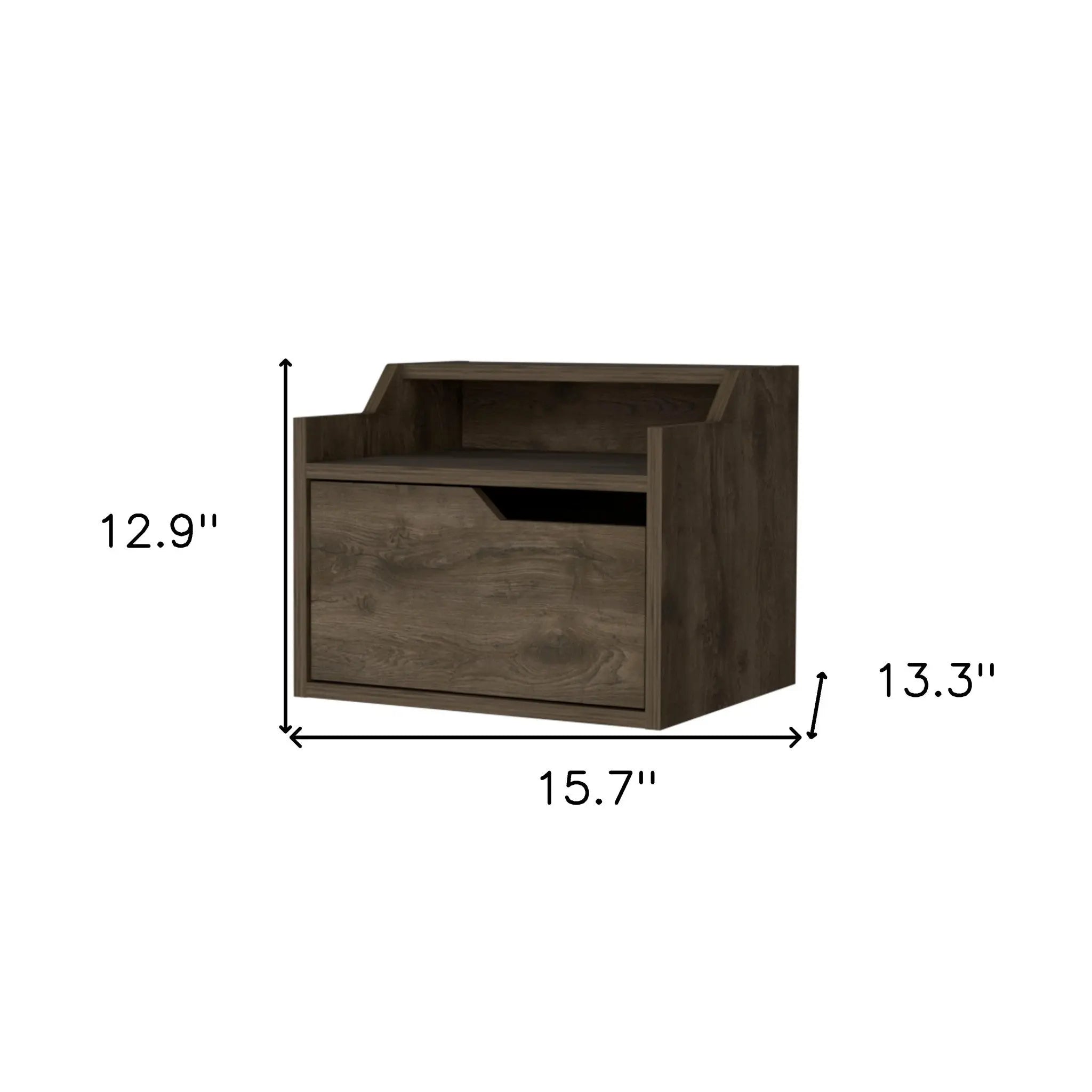 13" Brown Wood One Drawer Floating Nightstand Homeroots Bed & Bath