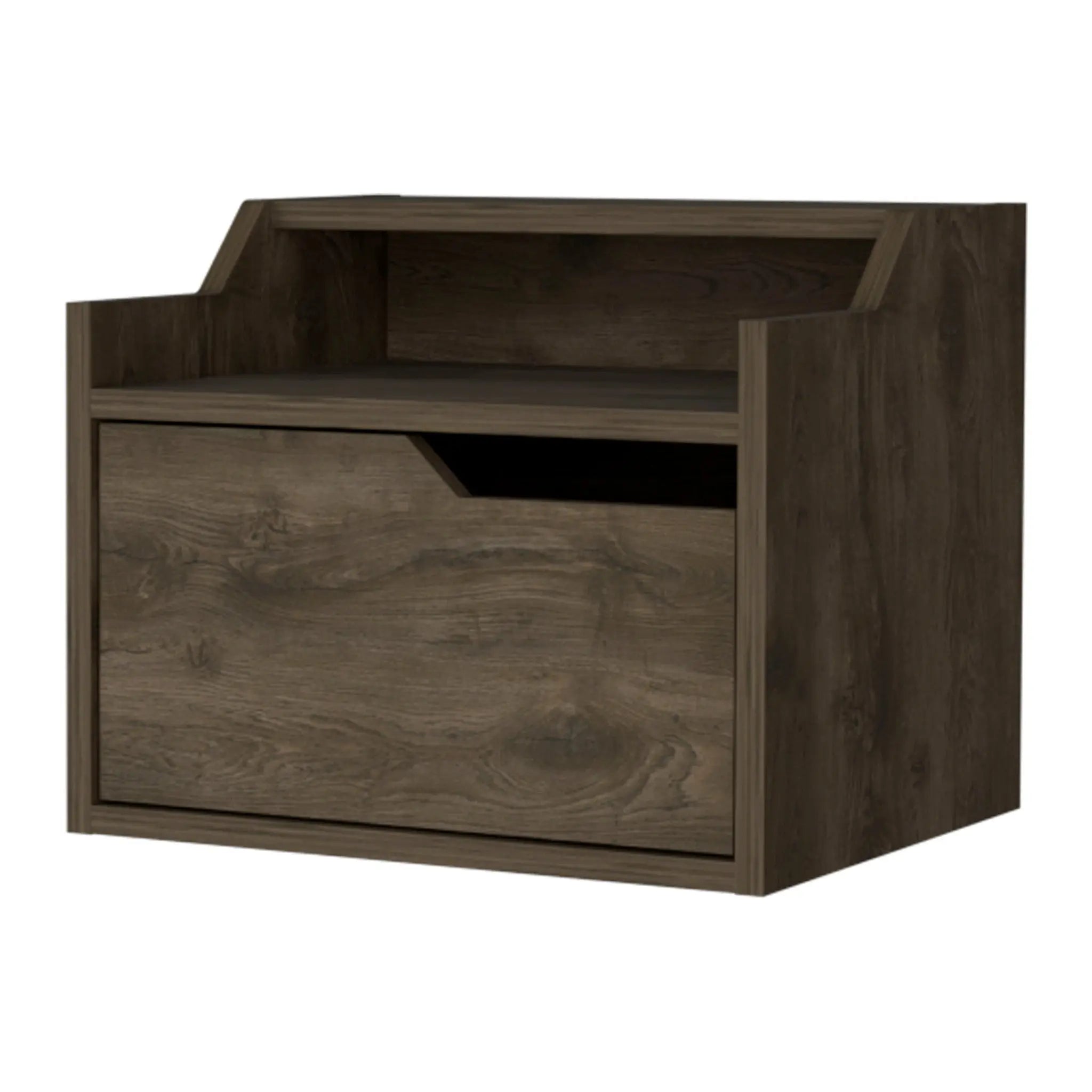 13" Brown Wood One Drawer Floating Nightstand Homeroots Bed & Bath