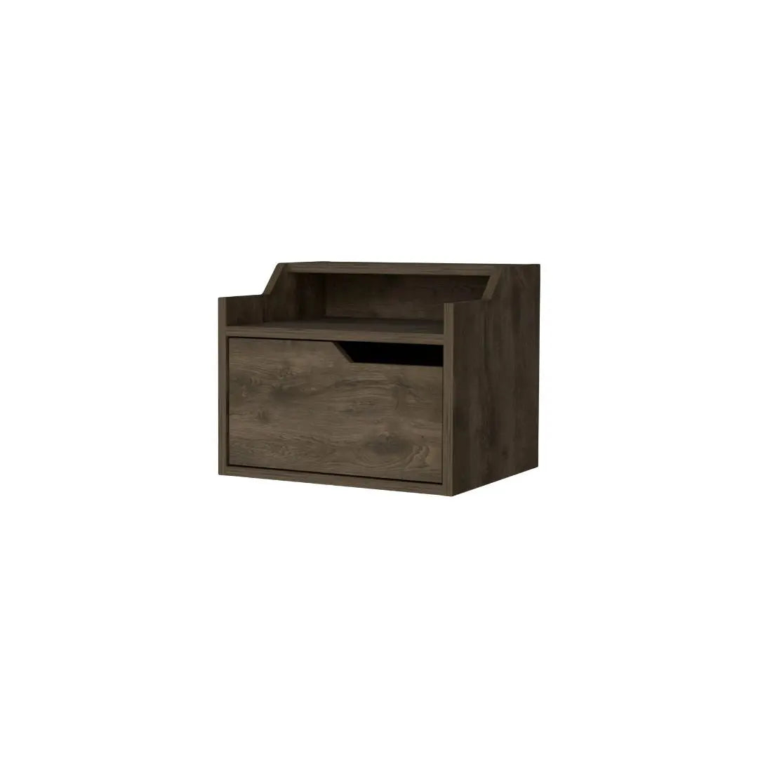 13" Brown Wood One Drawer Floating Nightstand Homeroots Bed & Bath