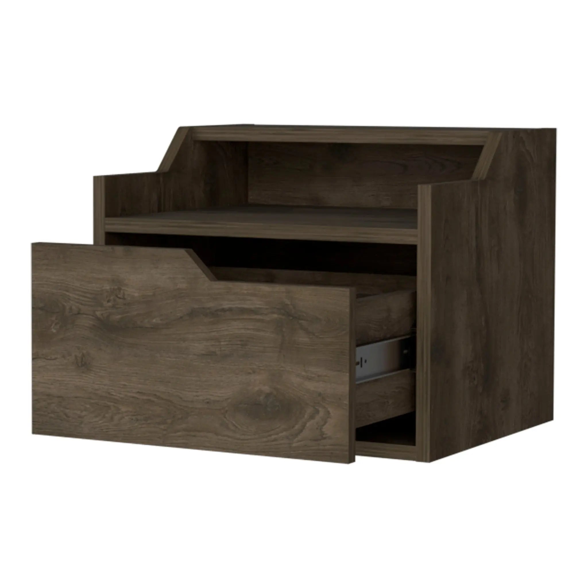 13" Brown Wood One Drawer Floating Nightstand Homeroots Bed & Bath