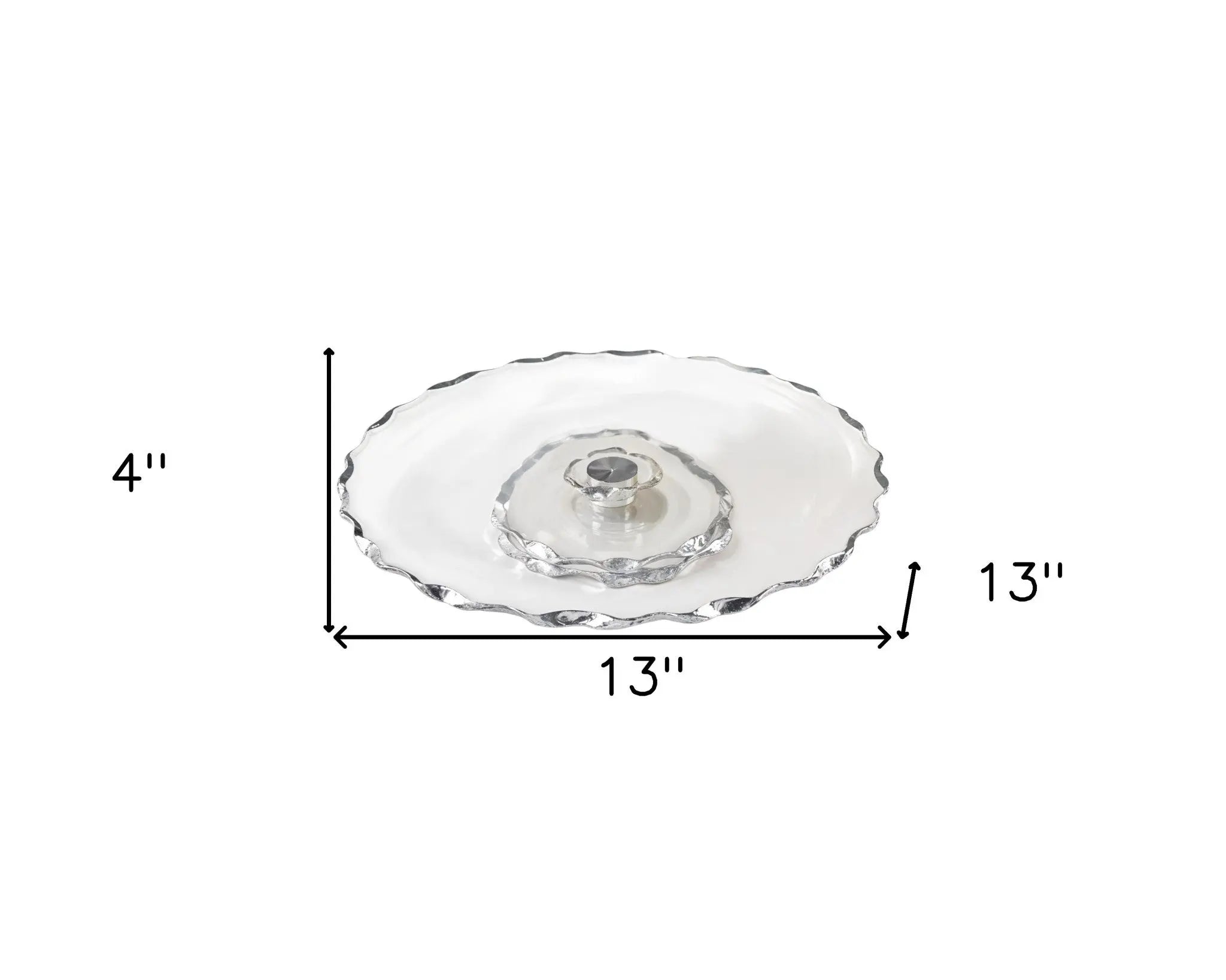 13" Clear And Silver Round Glass Hand Finished Lazy Susan Homeroots Kitchen & Dining