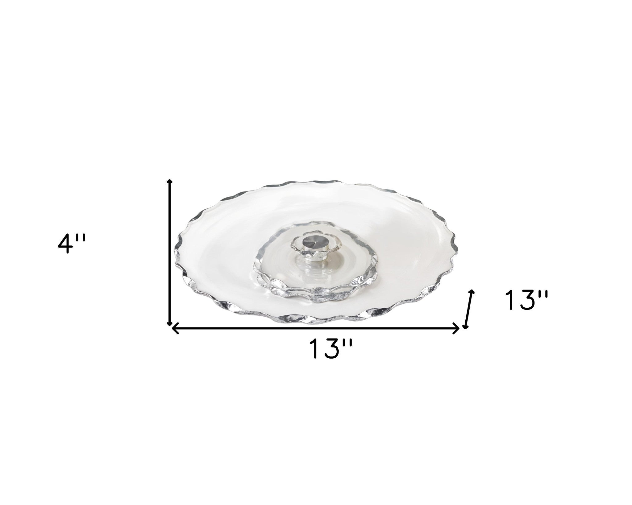 13" Clear And Silver Round Glass Hand Finished Lazy Susan Homeroots Kitchen & Dining