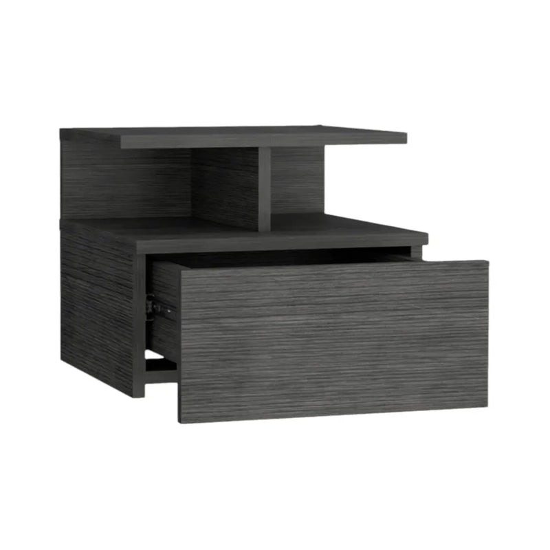 13" Dark Gray Wood One Drawer Floating Nightstand Homeroots Bed & Bath