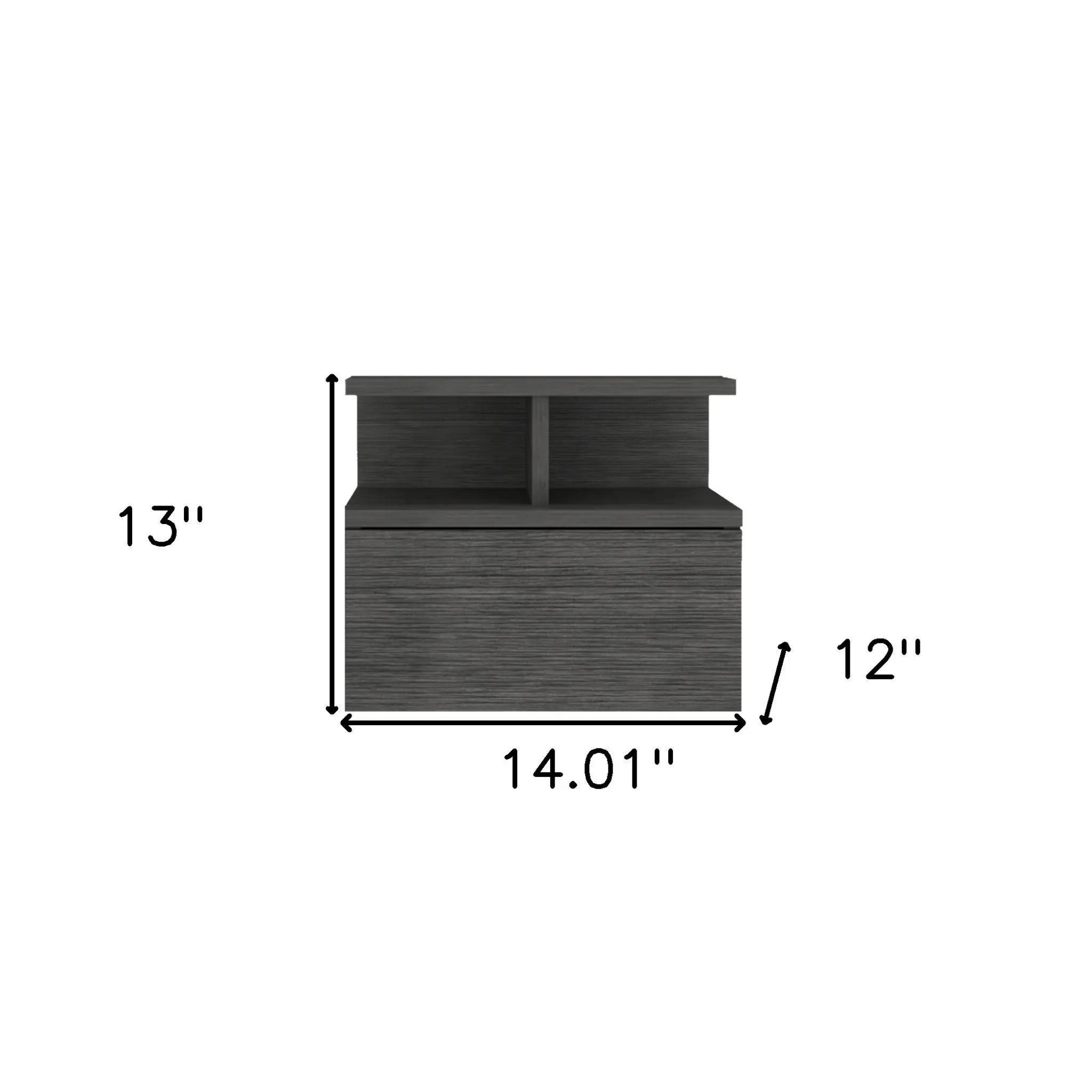 13" Dark Gray Wood One Drawer Floating Nightstand Homeroots Bed & Bath