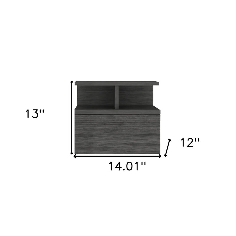 13" Dark Gray Wood One Drawer Floating Nightstand Homeroots Bed & Bath