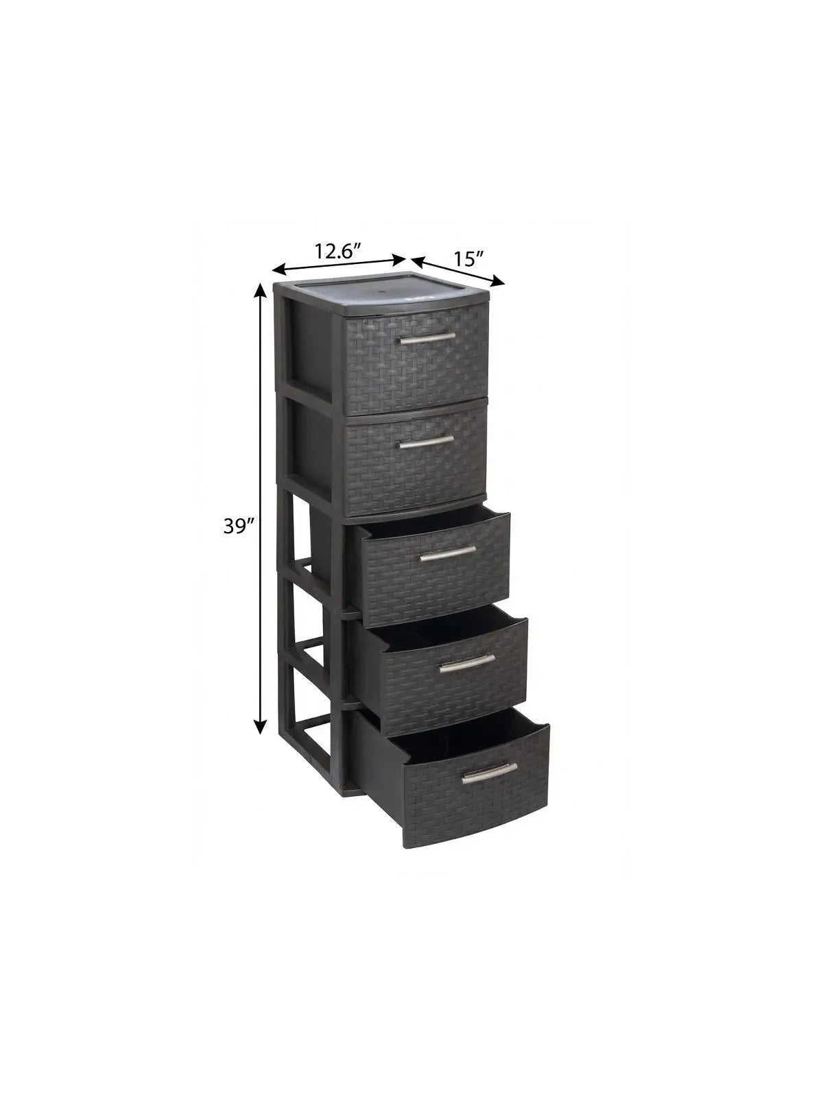 13" Espresso Plastic Square Accent Cabinet With Five Drawers Homeroots Kitchen & Dining