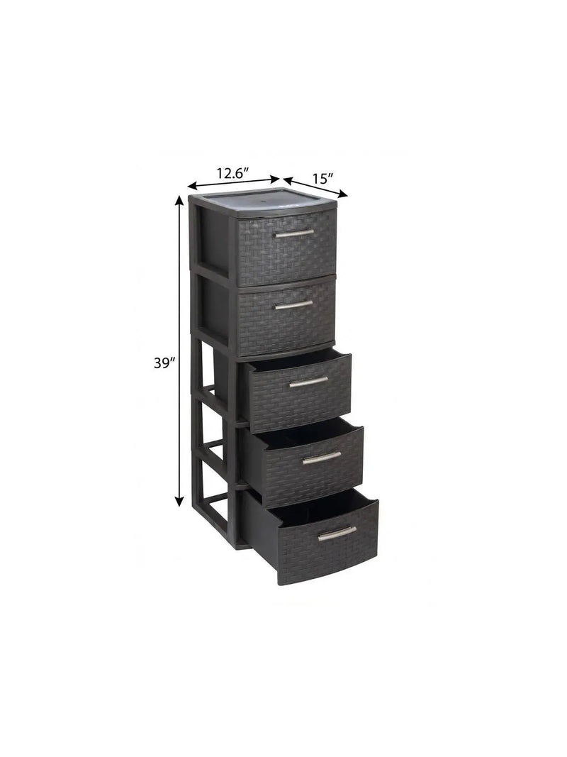 13" Espresso Plastic Square Accent Cabinet With Five Drawers Homeroots Kitchen & Dining