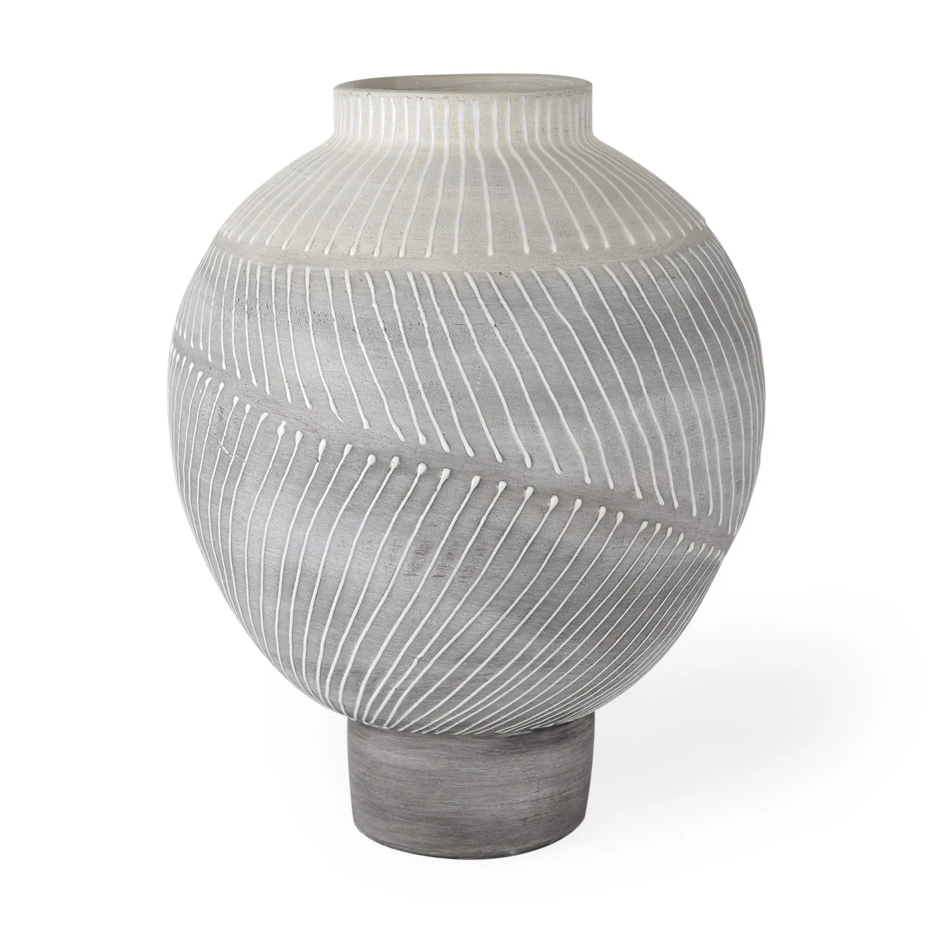 13" Gray And White Ombre Ceramic Round Table Vase Homeroots Home Decor