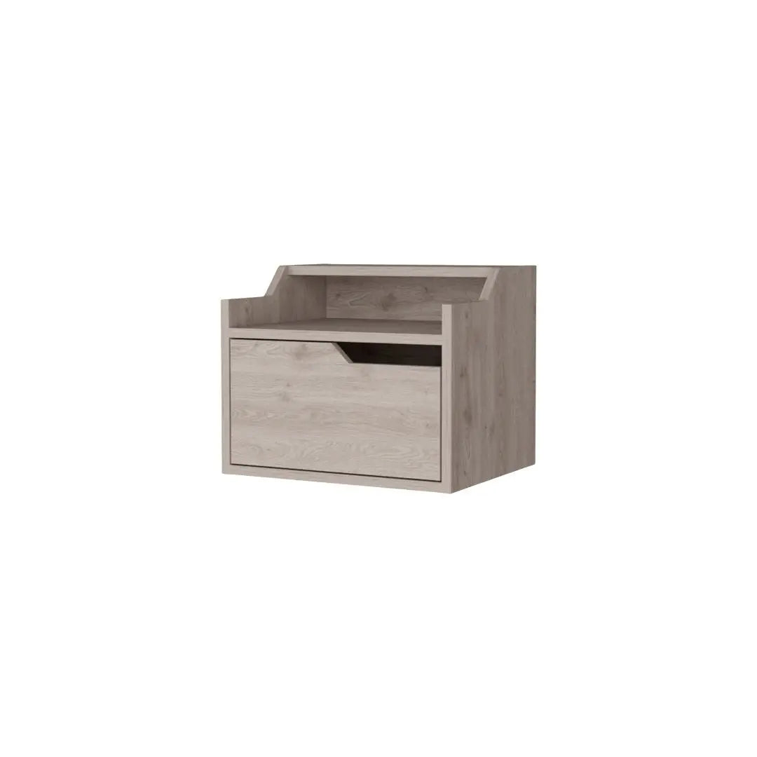 13" Gray Wood One Drawer Floating Nightstand Homeroots Bed & Bath