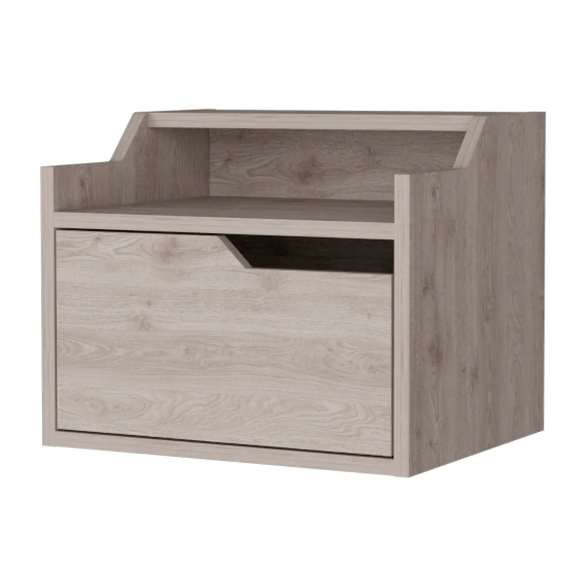 13" Gray Wood One Drawer Floating Nightstand Homeroots Bed & Bath