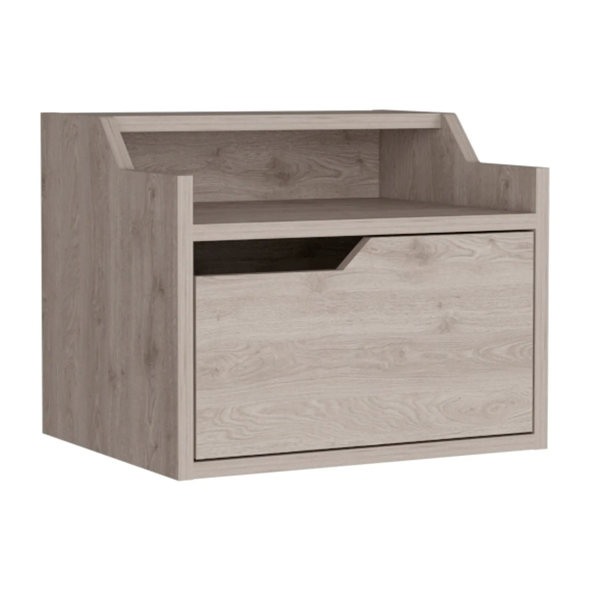 13" Gray Wood One Drawer Floating Nightstand Homeroots Bed & Bath