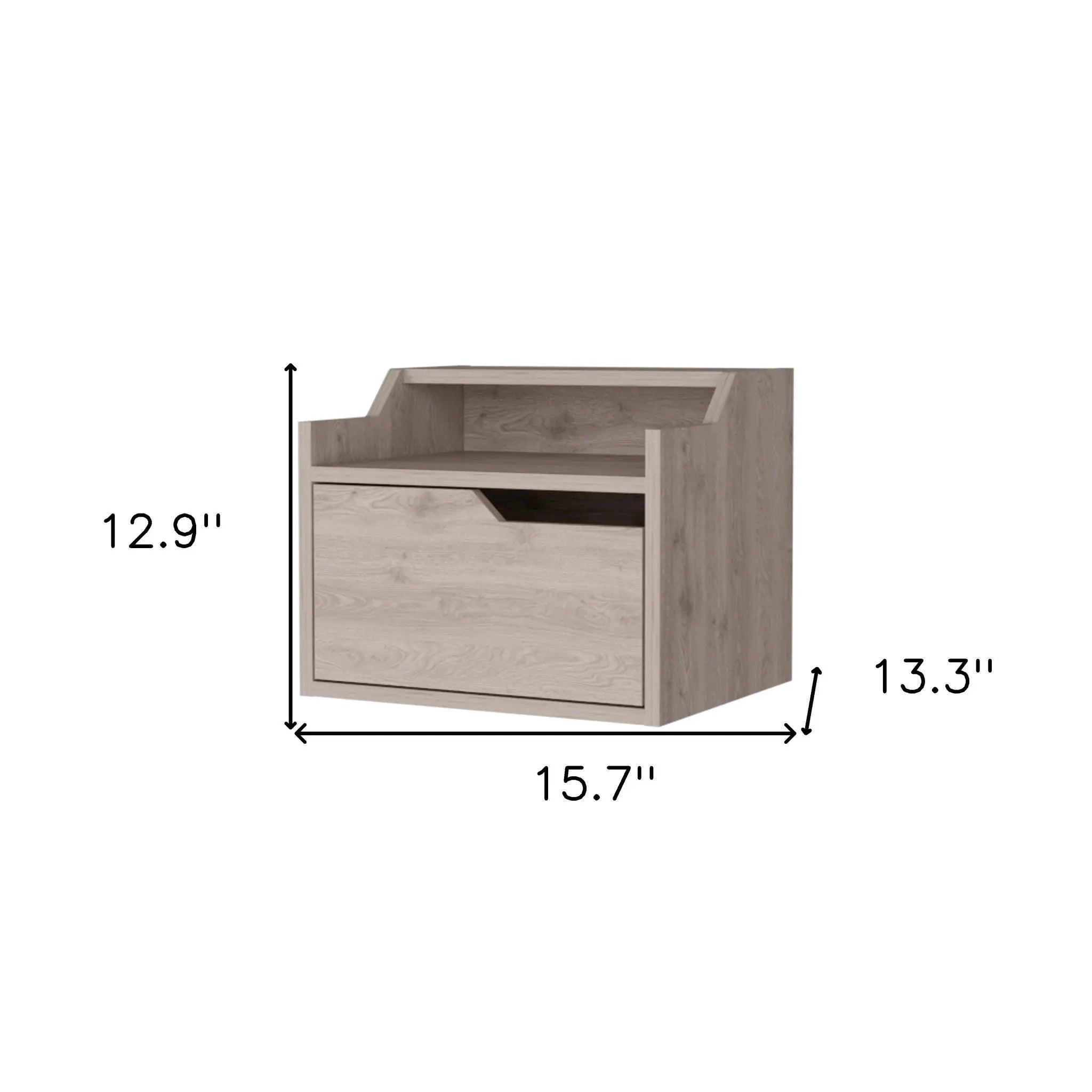 13" Gray Wood One Drawer Floating Nightstand Homeroots Bed & Bath