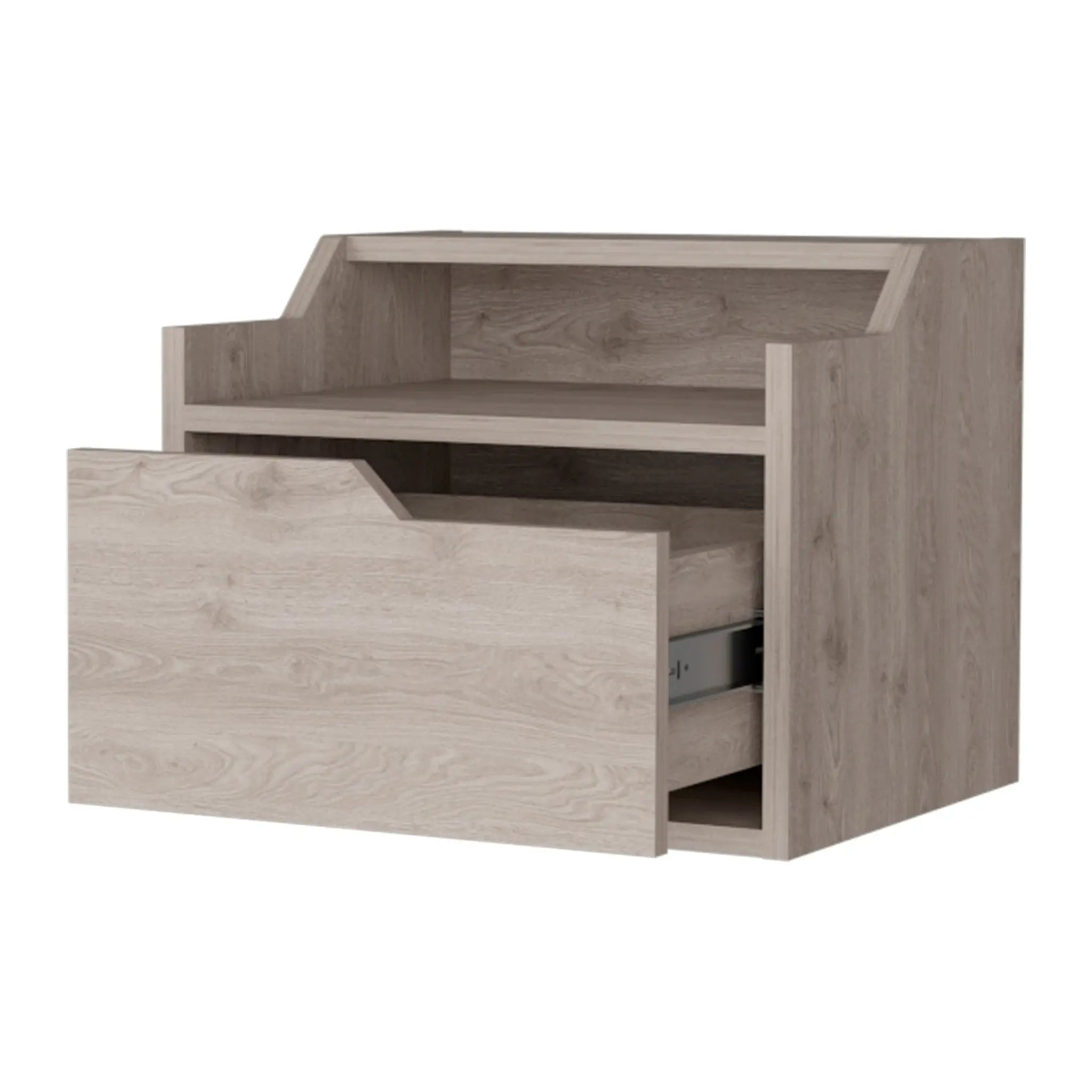 13" Gray Wood One Drawer Floating Nightstand Homeroots Bed & Bath