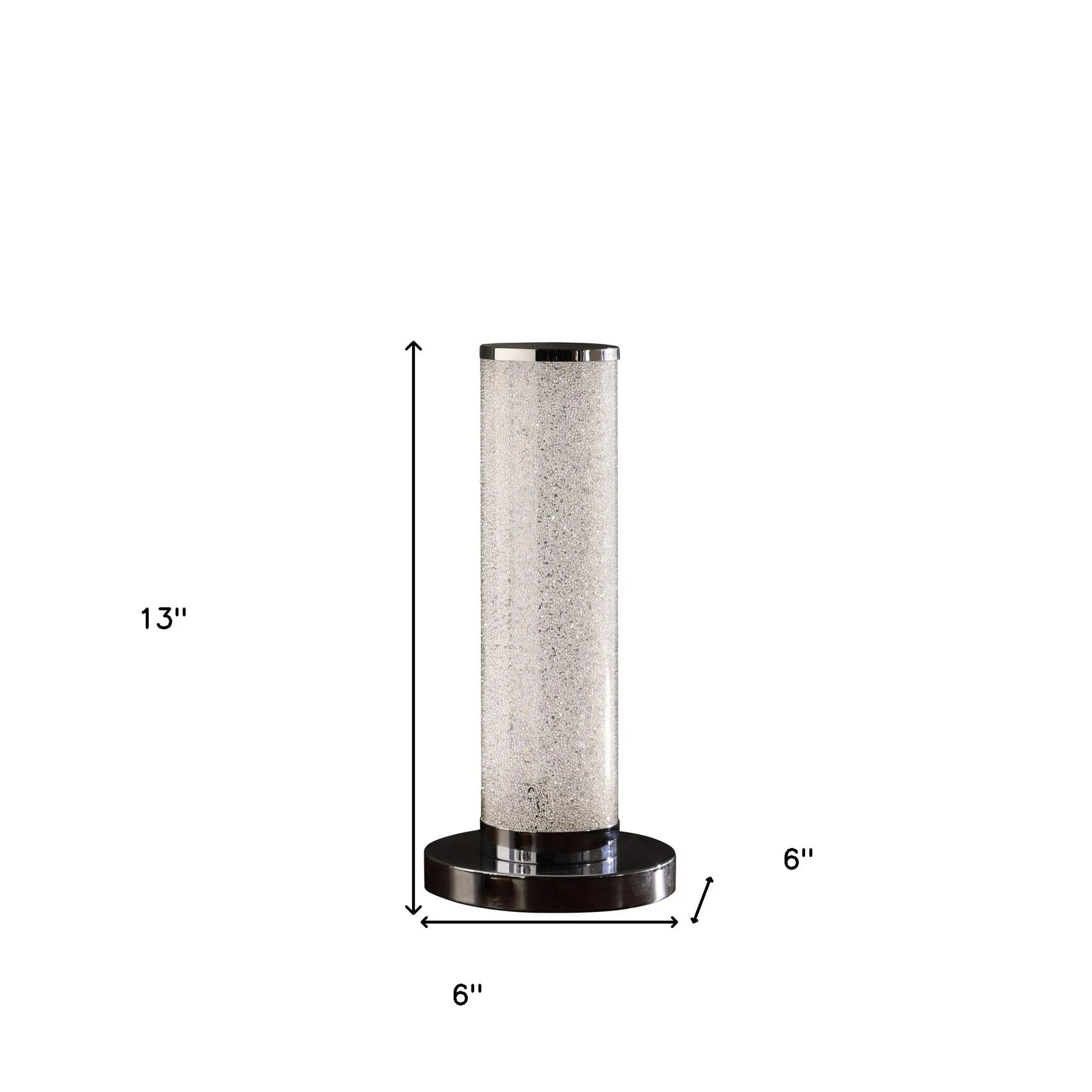 13” Modern White Sand Crystal And Steel Table Lamp Homeroots Lighting