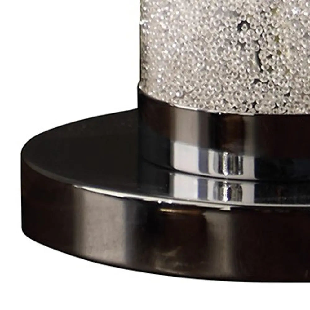 13” Modern White Sand Crystal And Steel Table Lamp Homeroots Lighting