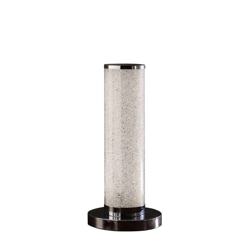 13” Modern White Sand Crystal And Steel Table Lamp Homeroots Lighting
