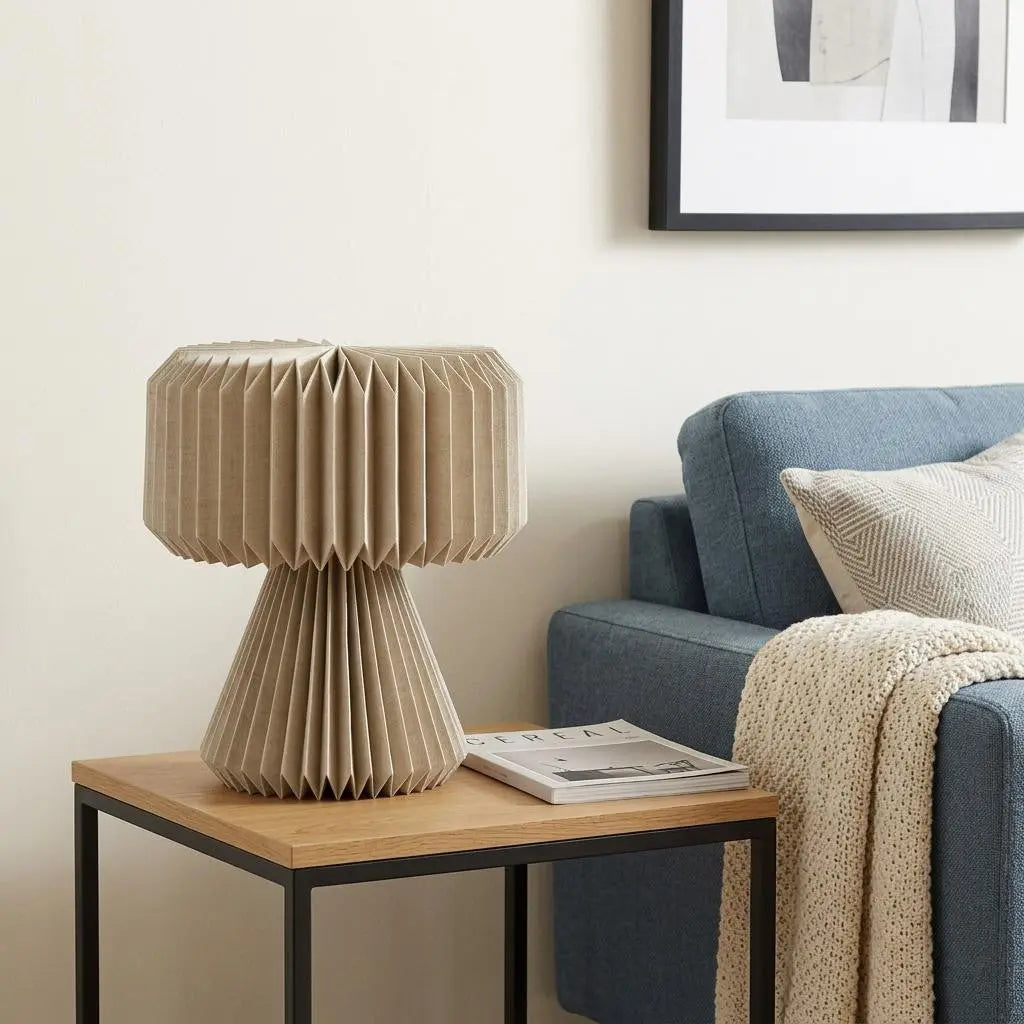 13" Natural Geometric Bedside Lamp With Cylinder Shade Homeroots Lighting