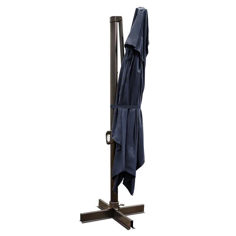 13' Navy Polyester Rectangular Tilt Cantilever Patio Umbrella With Stand Homeroots Outdoor
