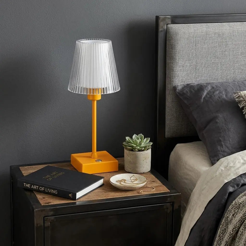13" Orange USB Table Lamp With Empire Shade Homeroots Lighting