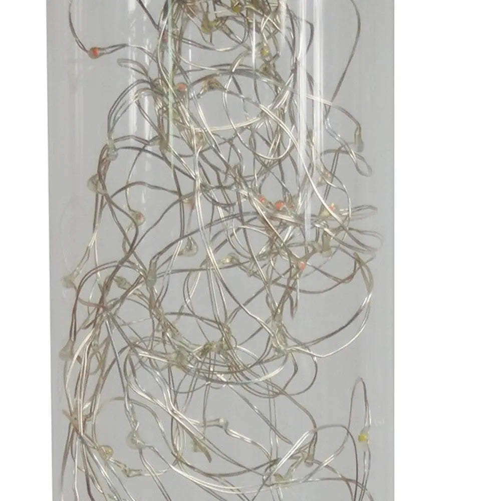 13" Silver Metal Column LED Rope Table Lamp With Clear Homeroots Lighting