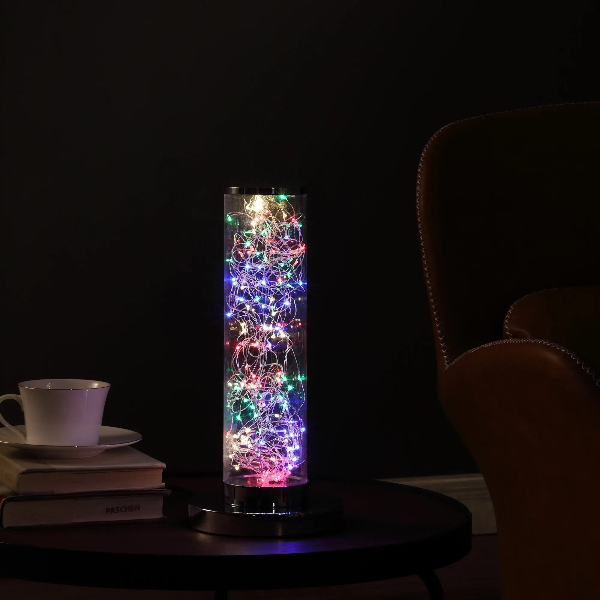 13" Silver Metal Column LED Rope Table Lamp With Clear Homeroots Lighting