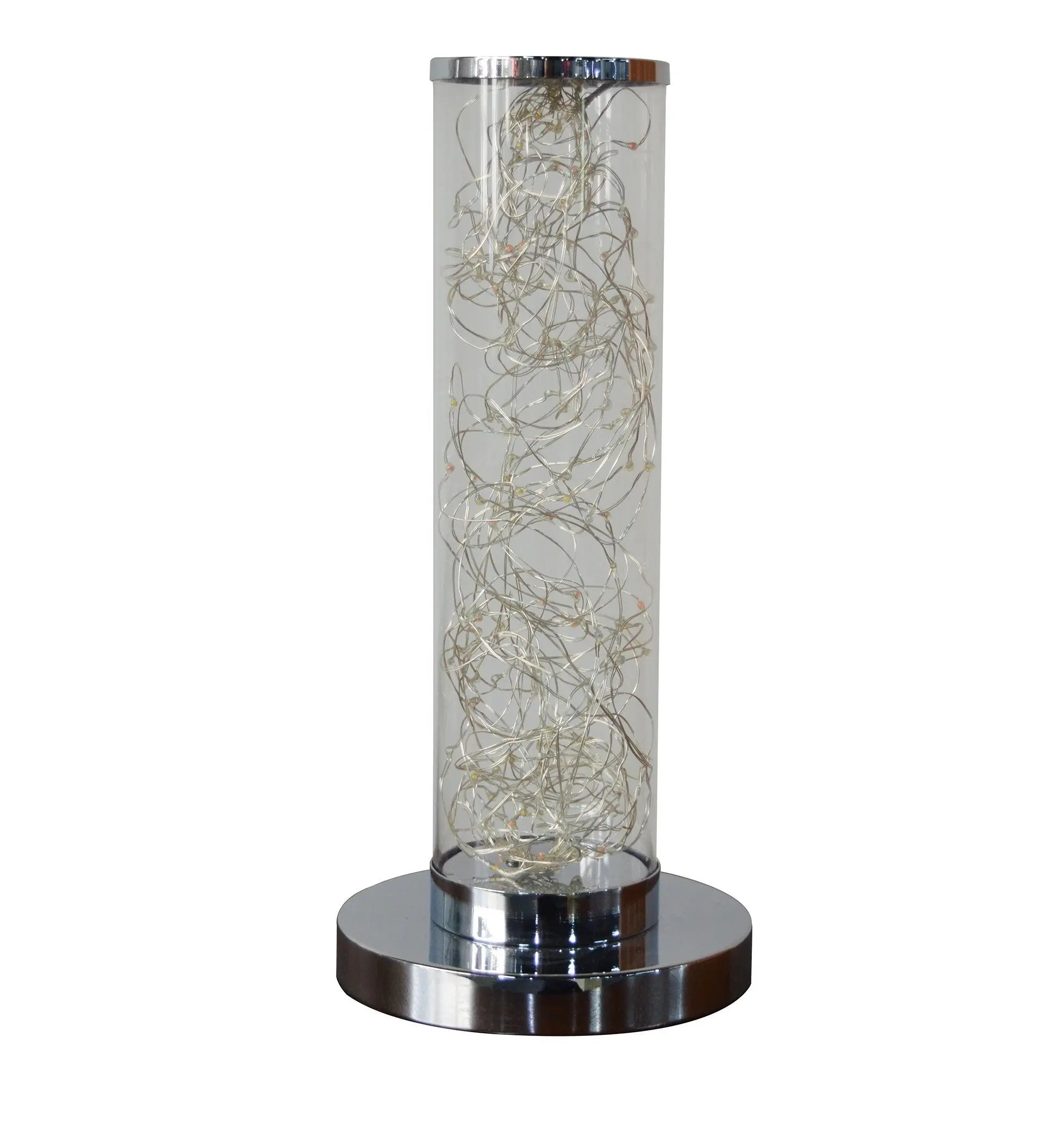 13" Silver Metal Column LED Rope Table Lamp With Clear Homeroots Lighting
