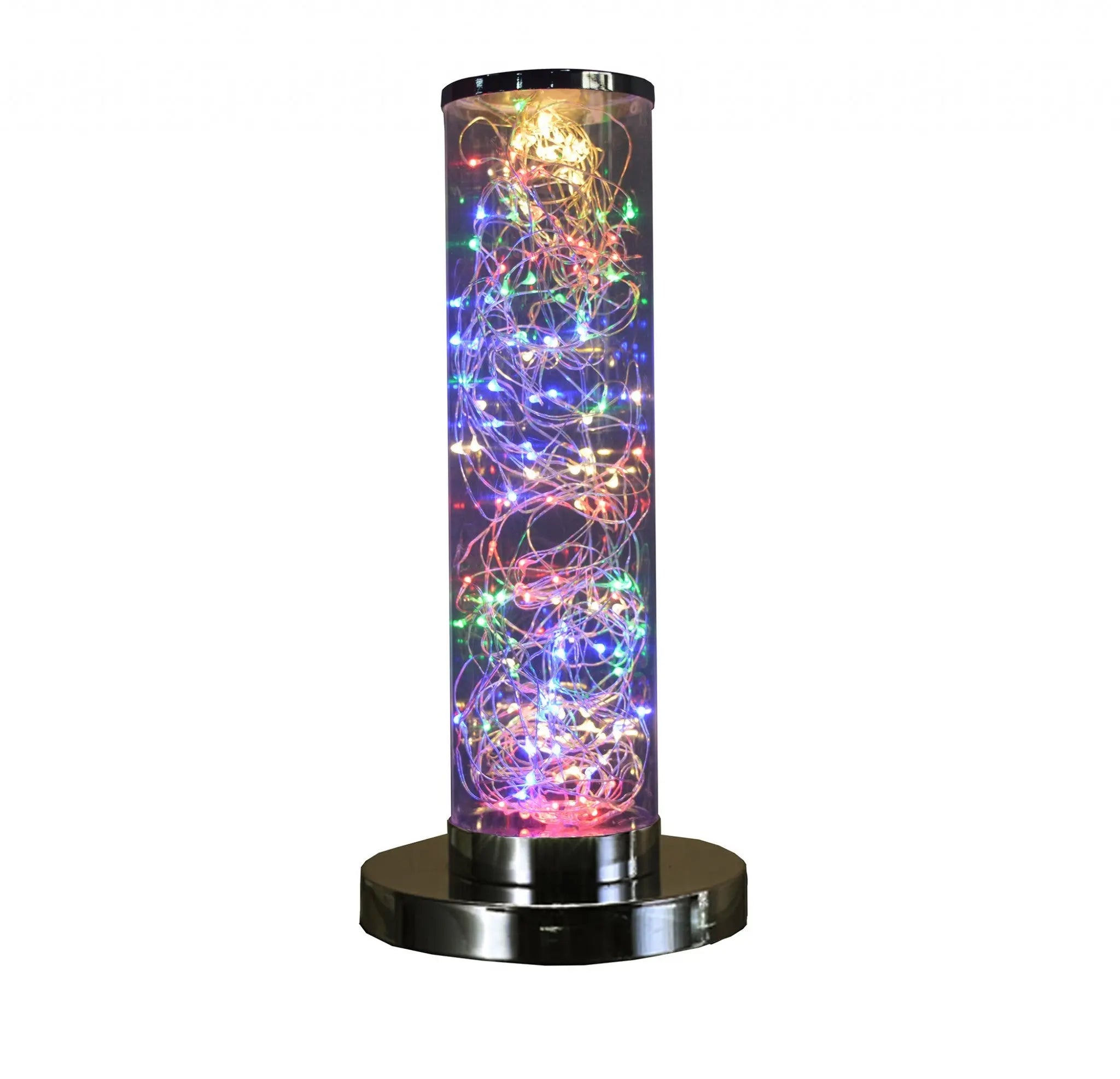 13" Silver Metal Column LED Rope Table Lamp With Clear Homeroots Lighting