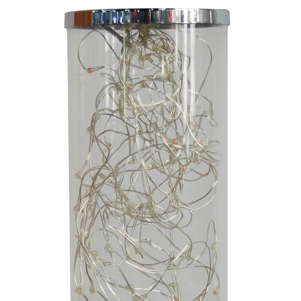 13" Silver Metal Column LED Rope Table Lamp With Clear Homeroots Lighting