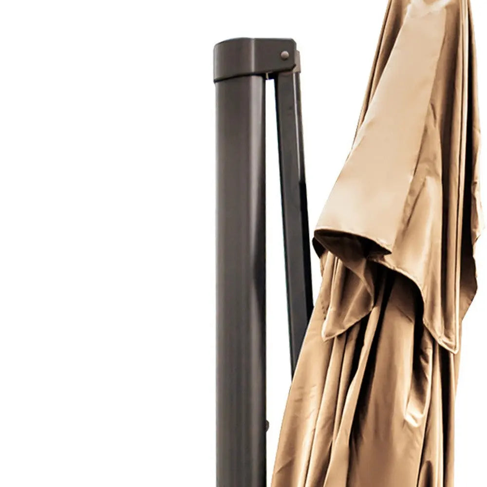 13' Tan Polyester Rectangular Tilt Cantilever Patio Umbrella With Stand Homeroots Outdoor