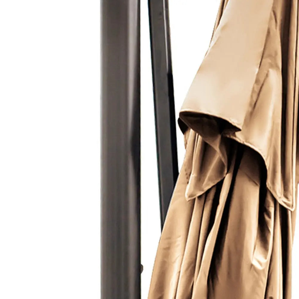 13' Tan Polyester Rectangular Tilt Cantilever Patio Umbrella With Stand Homeroots Outdoor