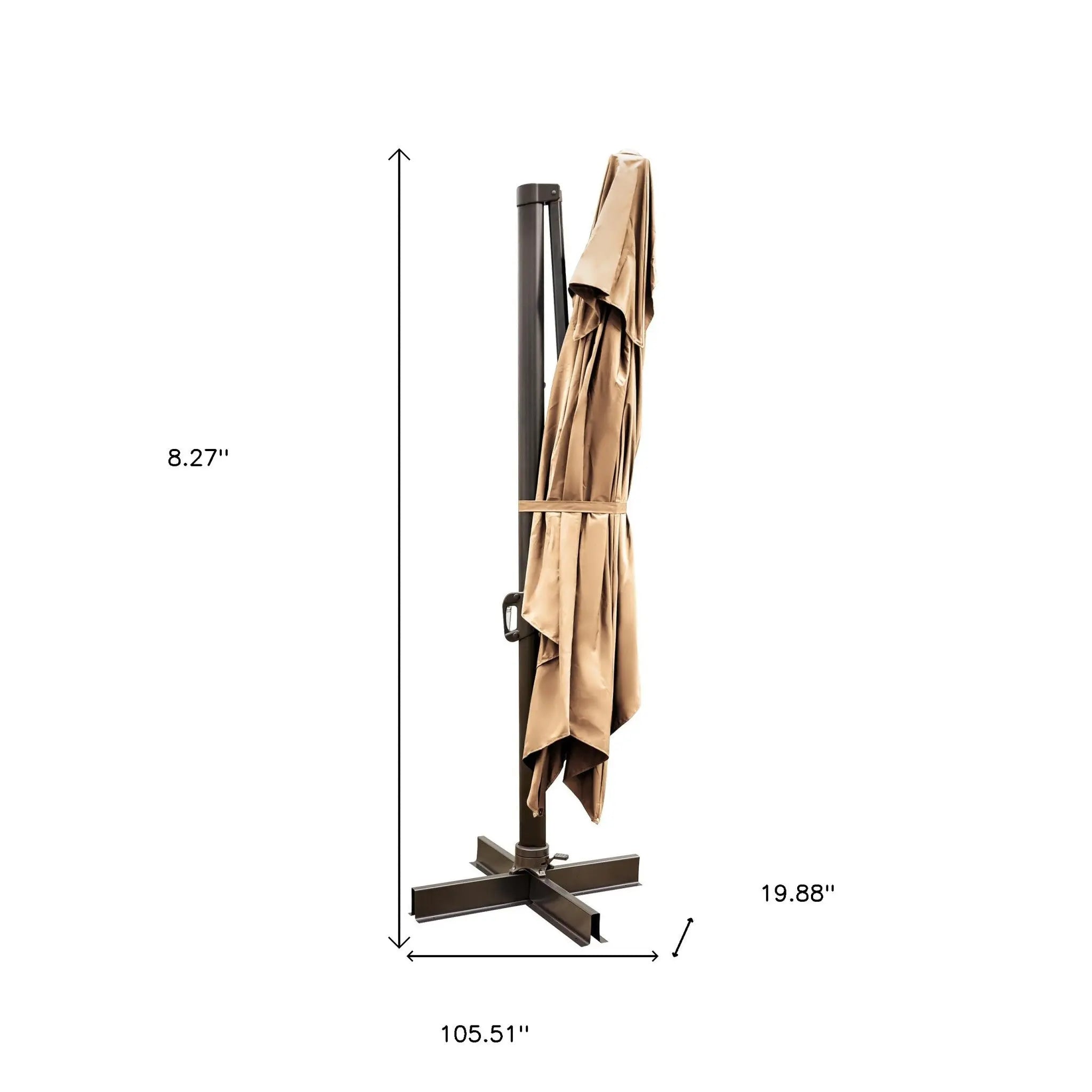 13' Tan Polyester Rectangular Tilt Cantilever Patio Umbrella With Stand Homeroots Outdoor