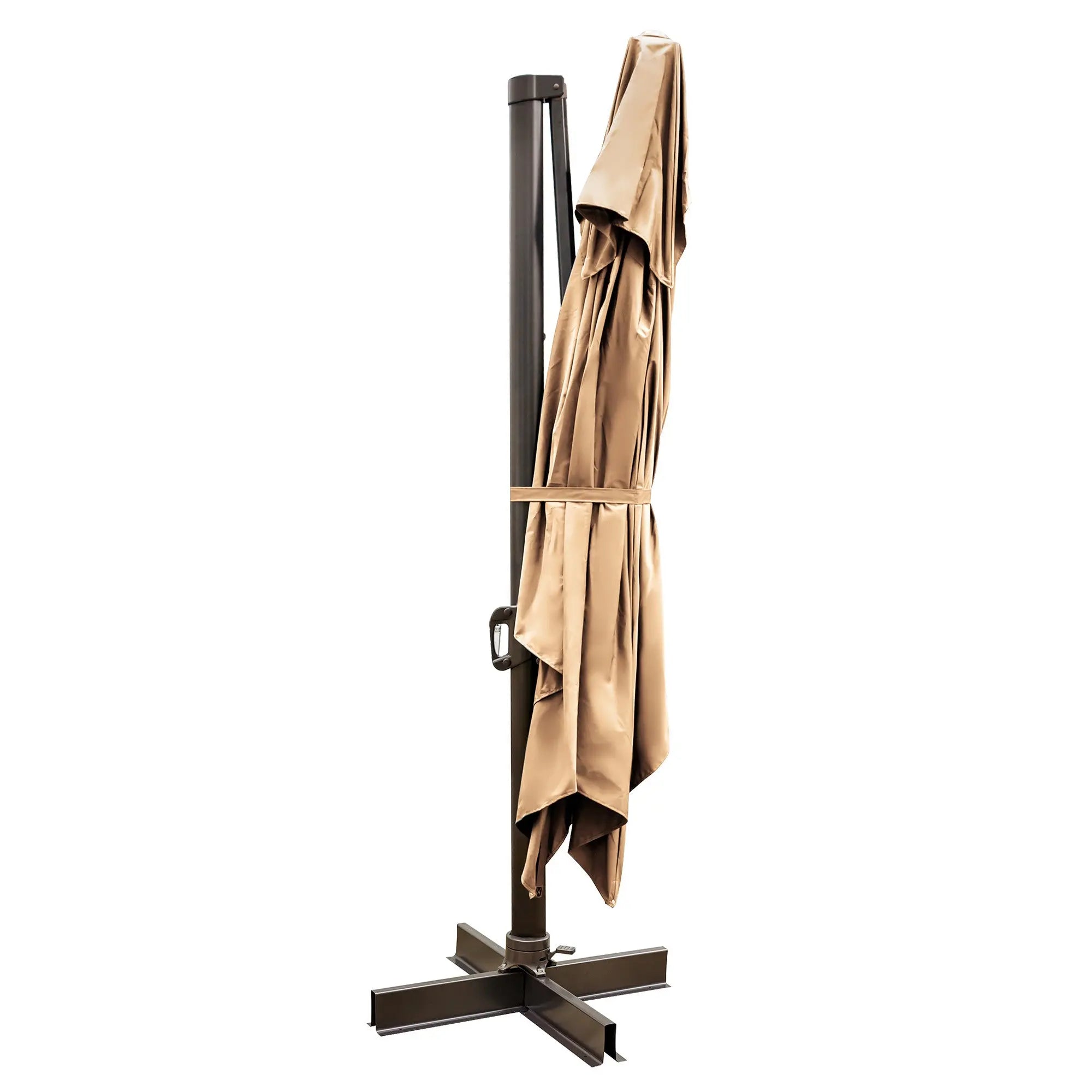 13' Tan Polyester Rectangular Tilt Cantilever Patio Umbrella With Stand Homeroots Outdoor