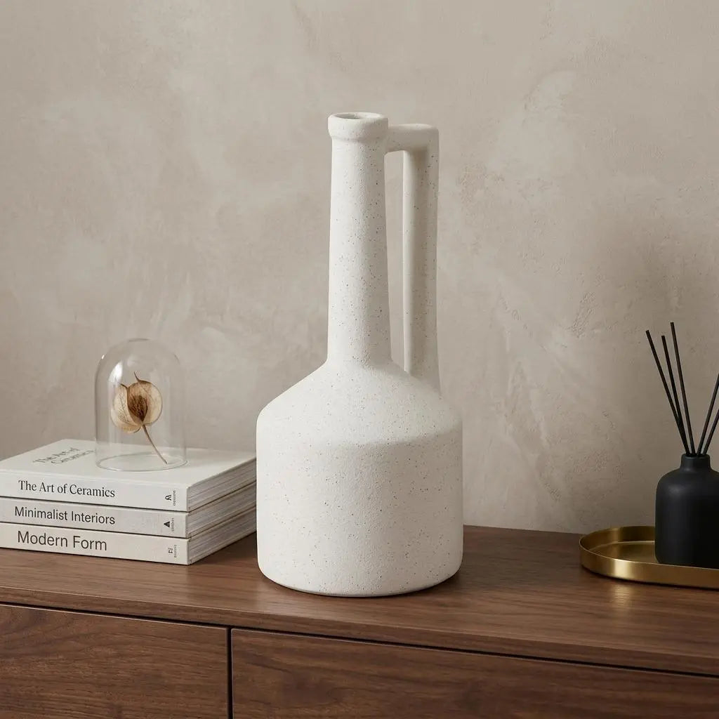 13" White Ceramic Table Vase Homeroots Home Decor