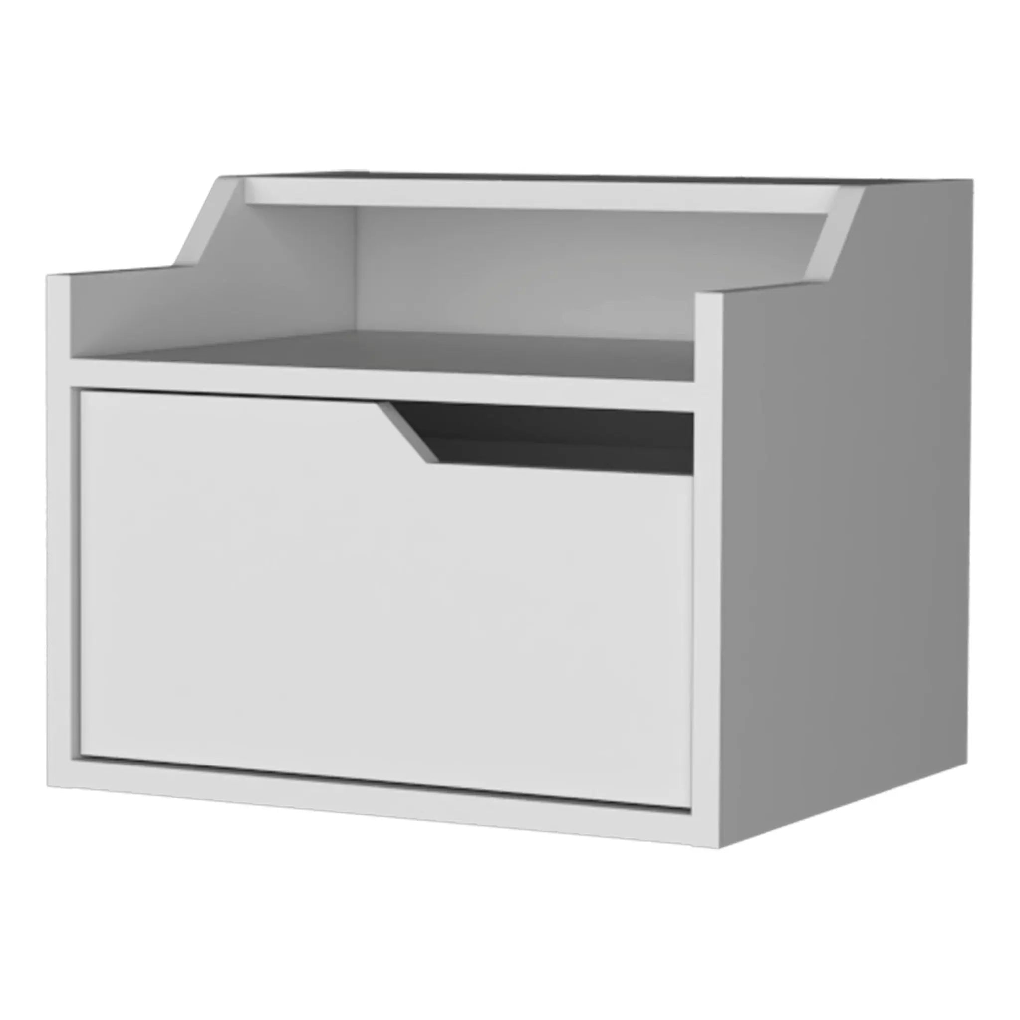 13" White Wood One Drawer Floating Nightstand Homeroots Bed & Bath