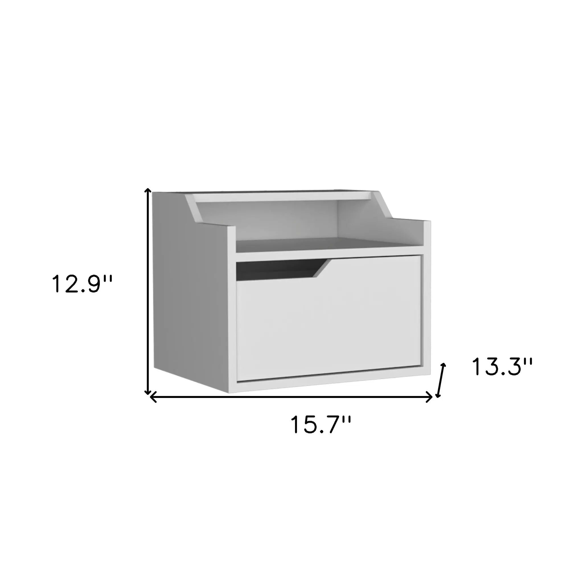 13" White Wood One Drawer Floating Nightstand Homeroots Bed & Bath