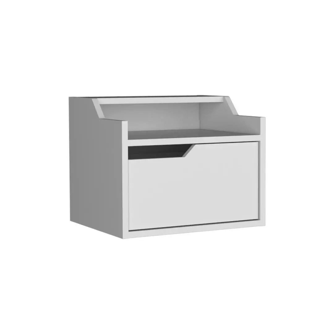 13" White Wood One Drawer Floating Nightstand Homeroots Bed & Bath