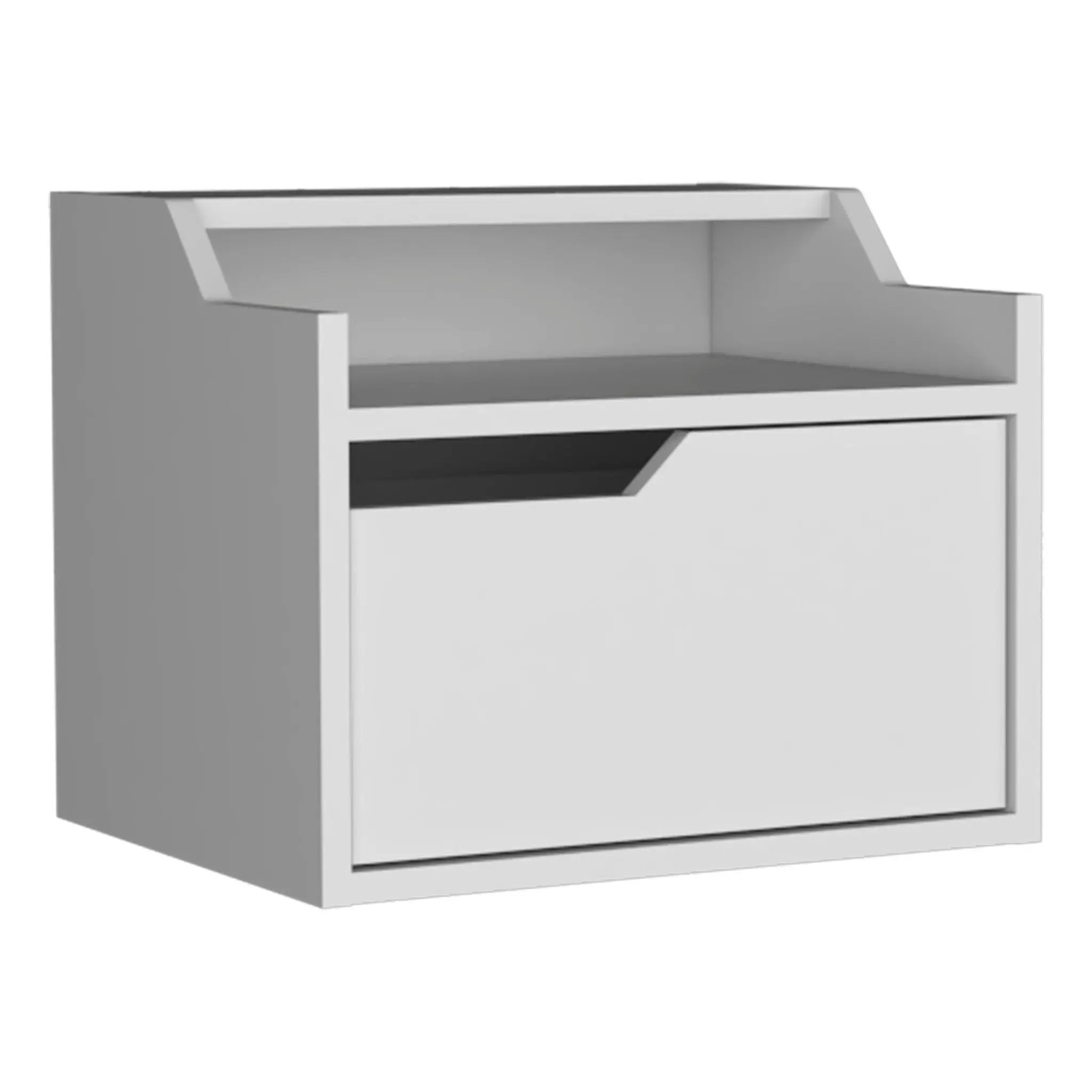 13" White Wood One Drawer Floating Nightstand Homeroots Bed & Bath